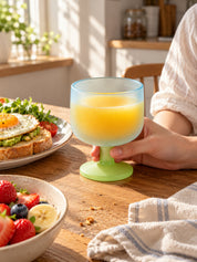 Morning Glow Frosted Glass Goblets Set of 2, Dopamine Pastel Wine Cocktail Glass for Table Setting