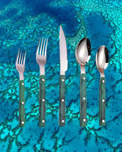 10 - Pcs Sleek Modern Flatware Set, Bistrot Stylish Cutlery Silverware - 10 - Pcs Sleek Modern Flatware Set - Coral Sea - INSPECIAL HOME