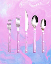 10 - Pcs Sleek Modern Flatware Set, Bistrot Stylish Cutlery Silverware - 10 - Pcs Sleek Modern Flatware Set - Lavender Haze - INSPECIAL HOME