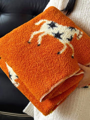 Moonlit Gallop Throw Blanket, Retro Soft & Fluffy Sofa Throw for Cozy Living Room Decor