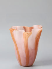 Waves of Color Hand-Blown Glass Vase, Eclectic Sculptural Centerpiece for Modern Table Setting