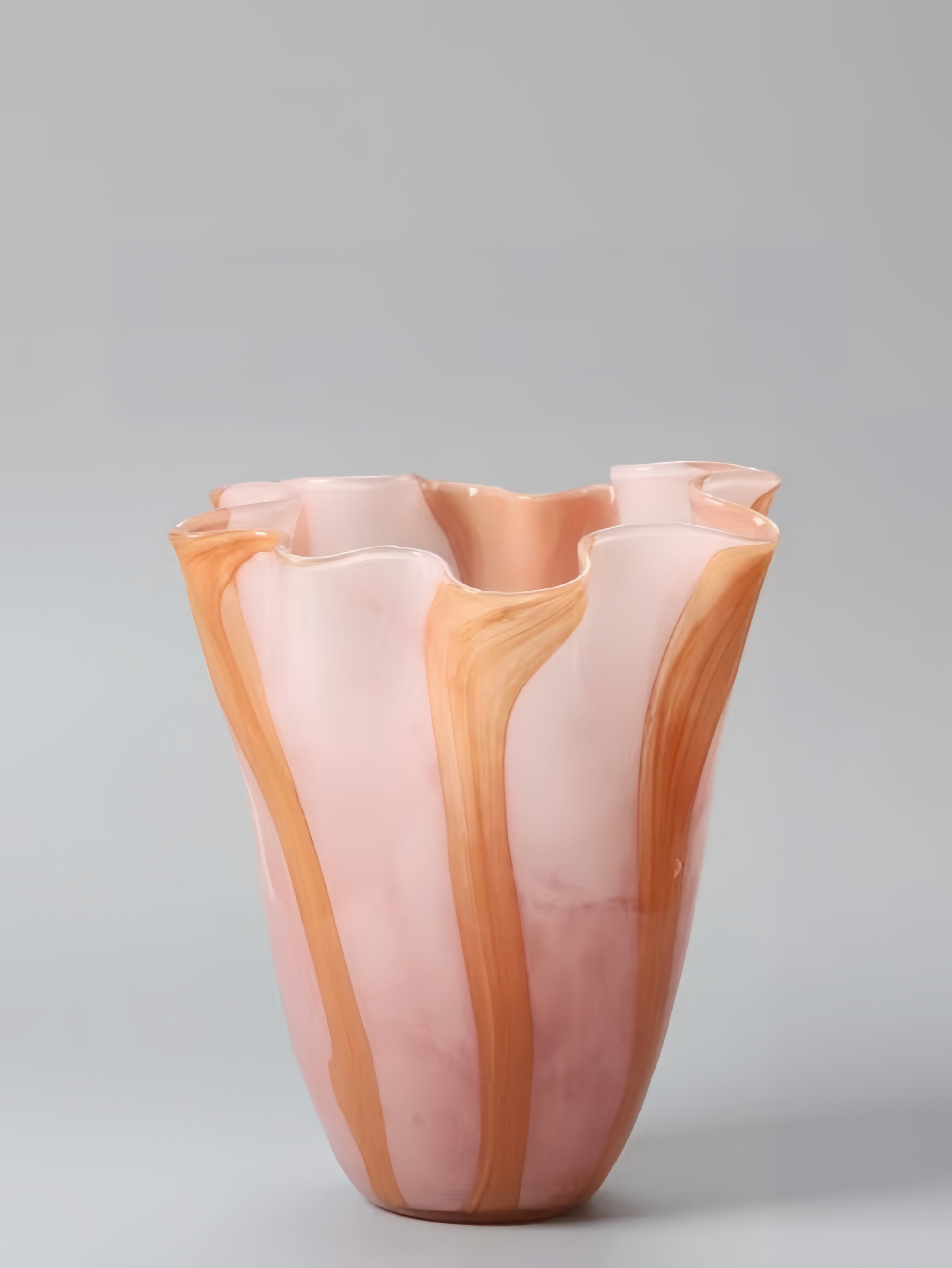 Waves of Color Hand-Blown Glass Vase, Eclectic Sculptural Centerpiece for Modern Table Setting