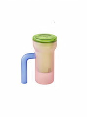 Color Play Lidded Glass Tea Infuser Mug – Cute Dopamine Loose Leaf Tea Cup for the Office, Dishwasher Safe