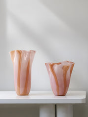 Waves of Color Hand-Blown Glass Vase, Eclectic Sculptural Centerpiece for Modern Table Setting