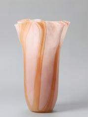 Waves of Color Hand-Blown Glass Vase, Eclectic Sculptural Centerpiece for Modern Table Setting