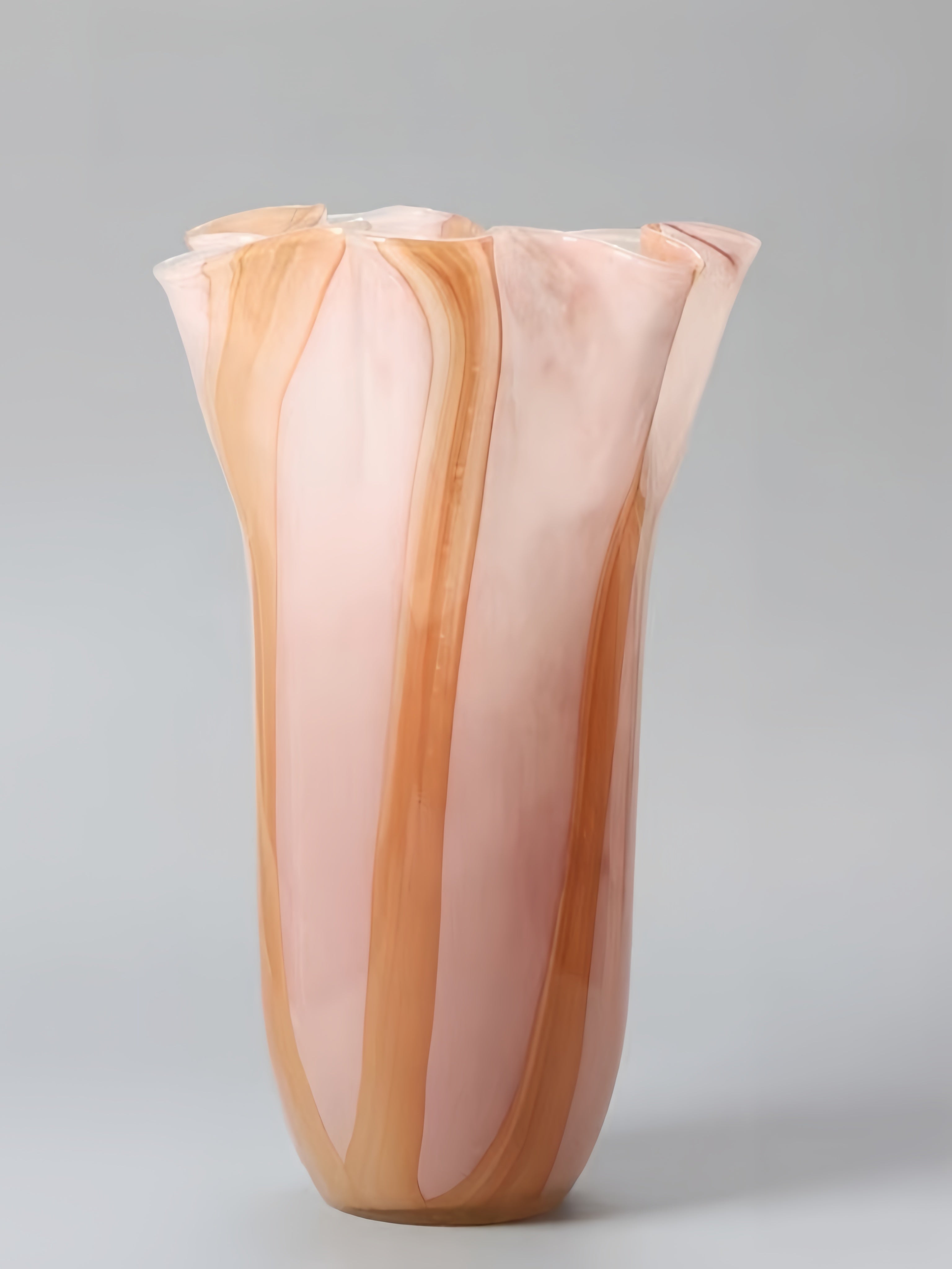 Waves of Color Hand-Blown Glass Vase, Eclectic Sculptural Centerpiece for Modern Table Setting