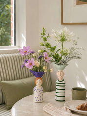 Couple Ceramic Flower Vase – Cute Whimsical Decor for Eclectic Shelf & Table