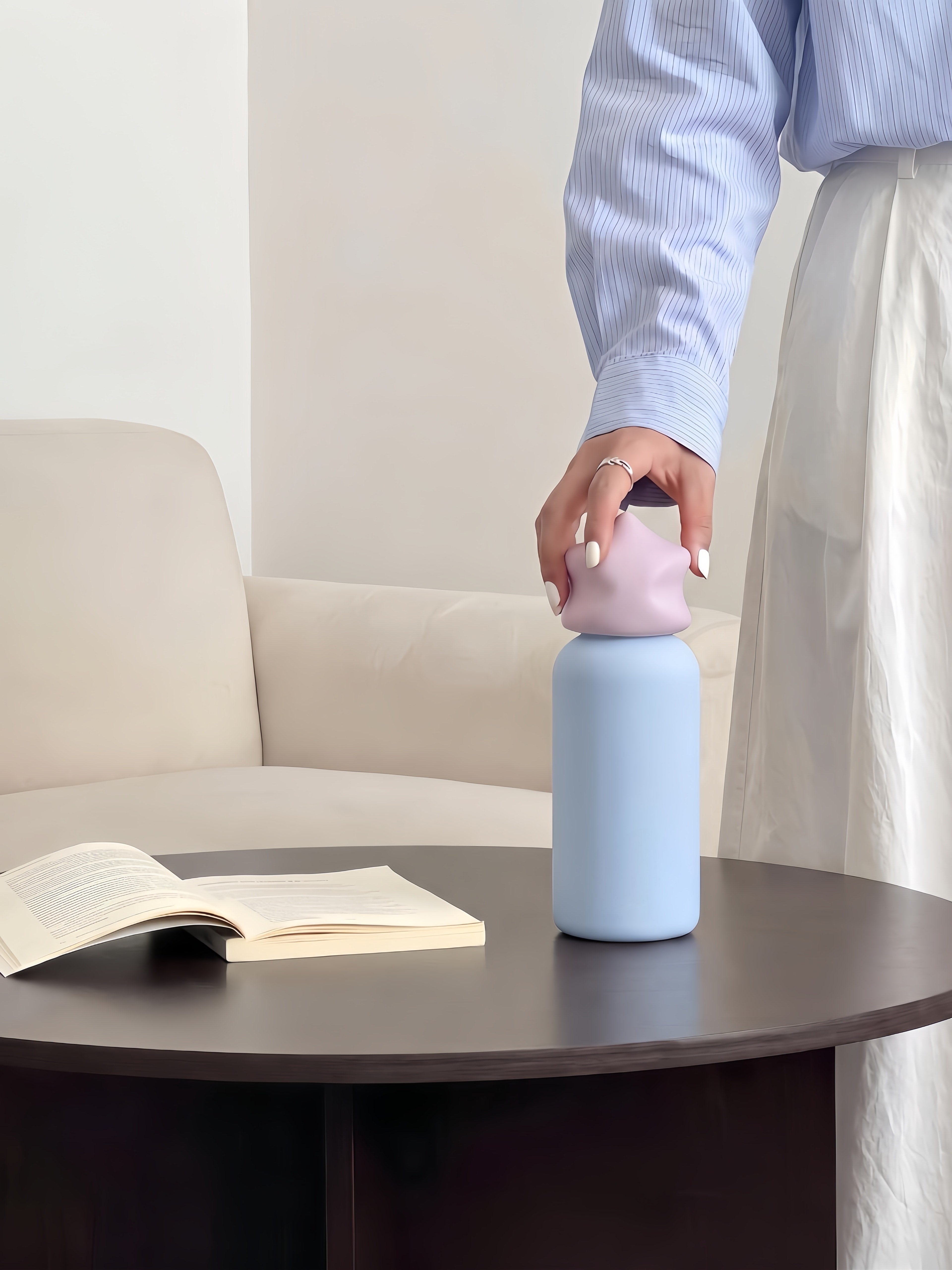 Dopamine Pastel Star Stainless Steel Thermos, Cute Compact Lightweight Vacuum Insulated Water Bottle