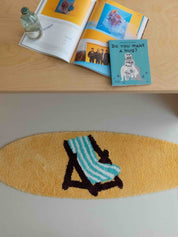 Beach Day Floor Rug, Machine-washable Soft Playful Coastal Style Accent Decorative Rug