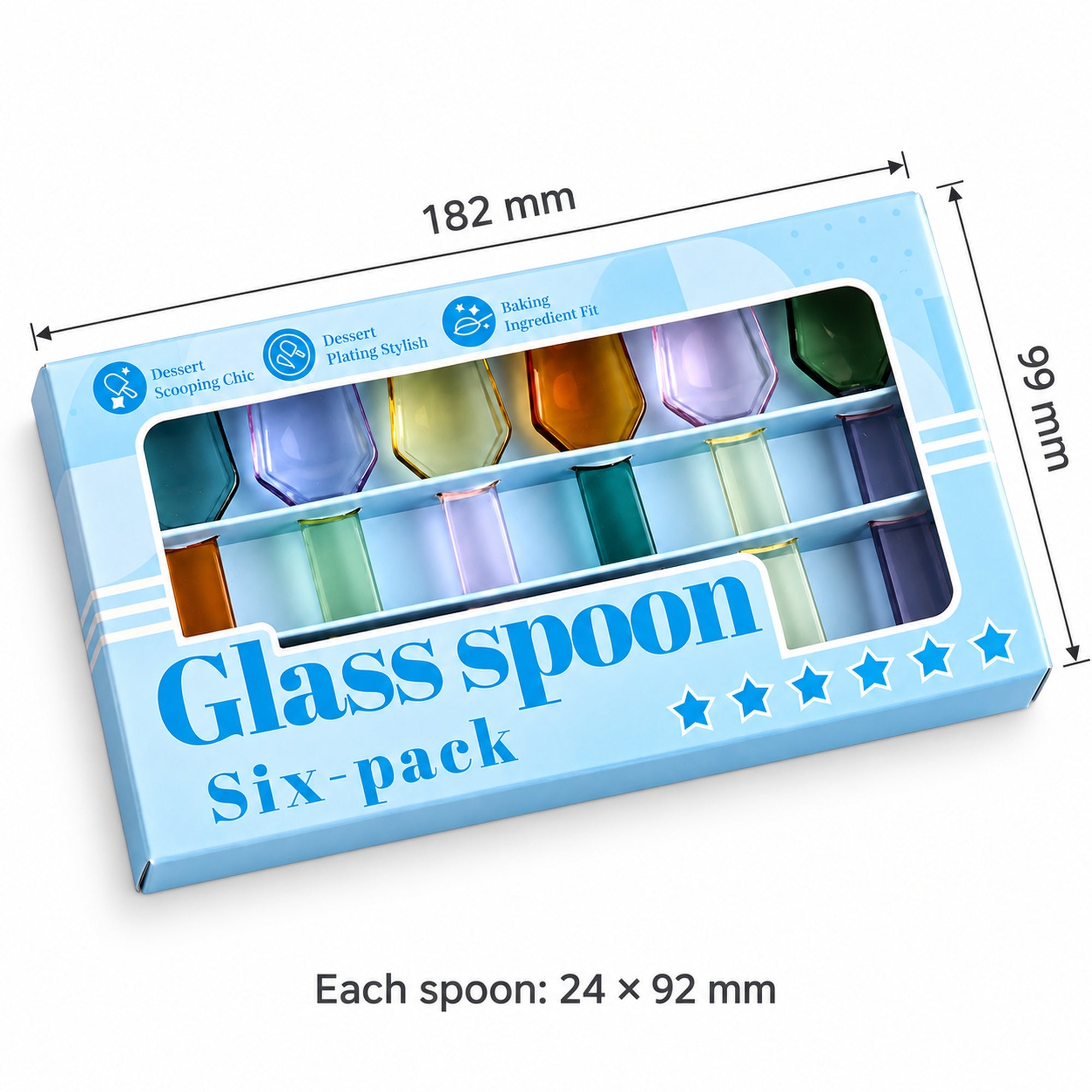 Set of 6 Candy Glass Spoons