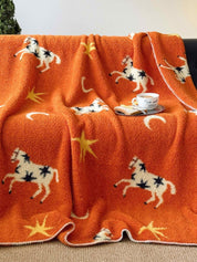 Moonlit Gallop Throw Blanket, Retro Soft & Fluffy Sofa Throw for Cozy Living Room Decor