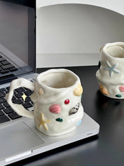 Seaside Treasures Ceramic Mug, Whimsical Coffee Tea Cup at Home or Work