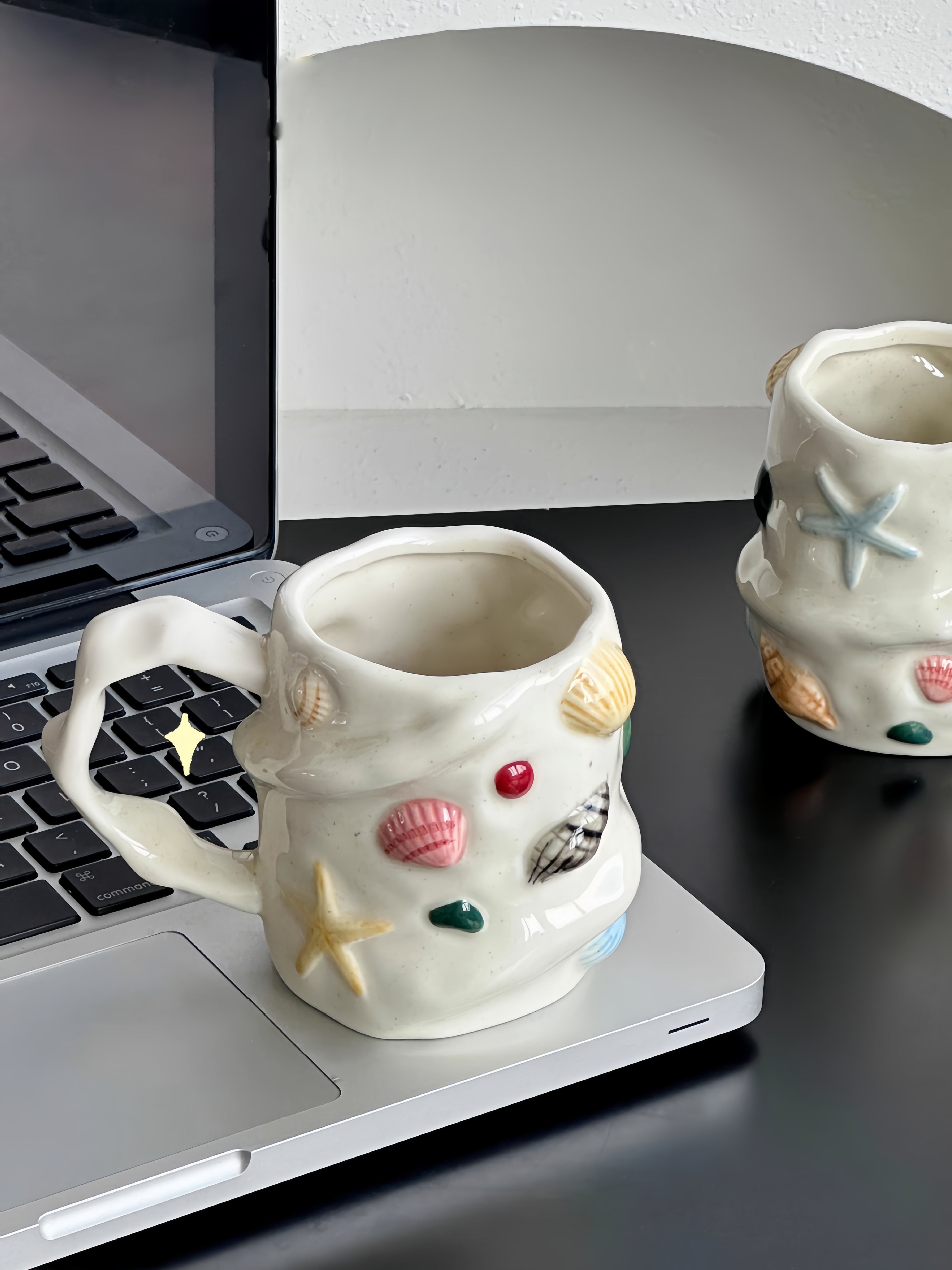 Seaside Treasures Ceramic Mug, Whimsical Coffee Tea Cup at Home or Work