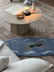 Ocean Adventure Floor Rug ,Machine-washable Soft Playful Coastal Style Accent Decorative Rug
