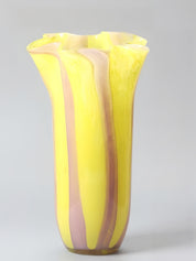 Waves of Color Hand-Blown Glass Vase, Eclectic Sculptural Centerpiece for Modern Table Setting