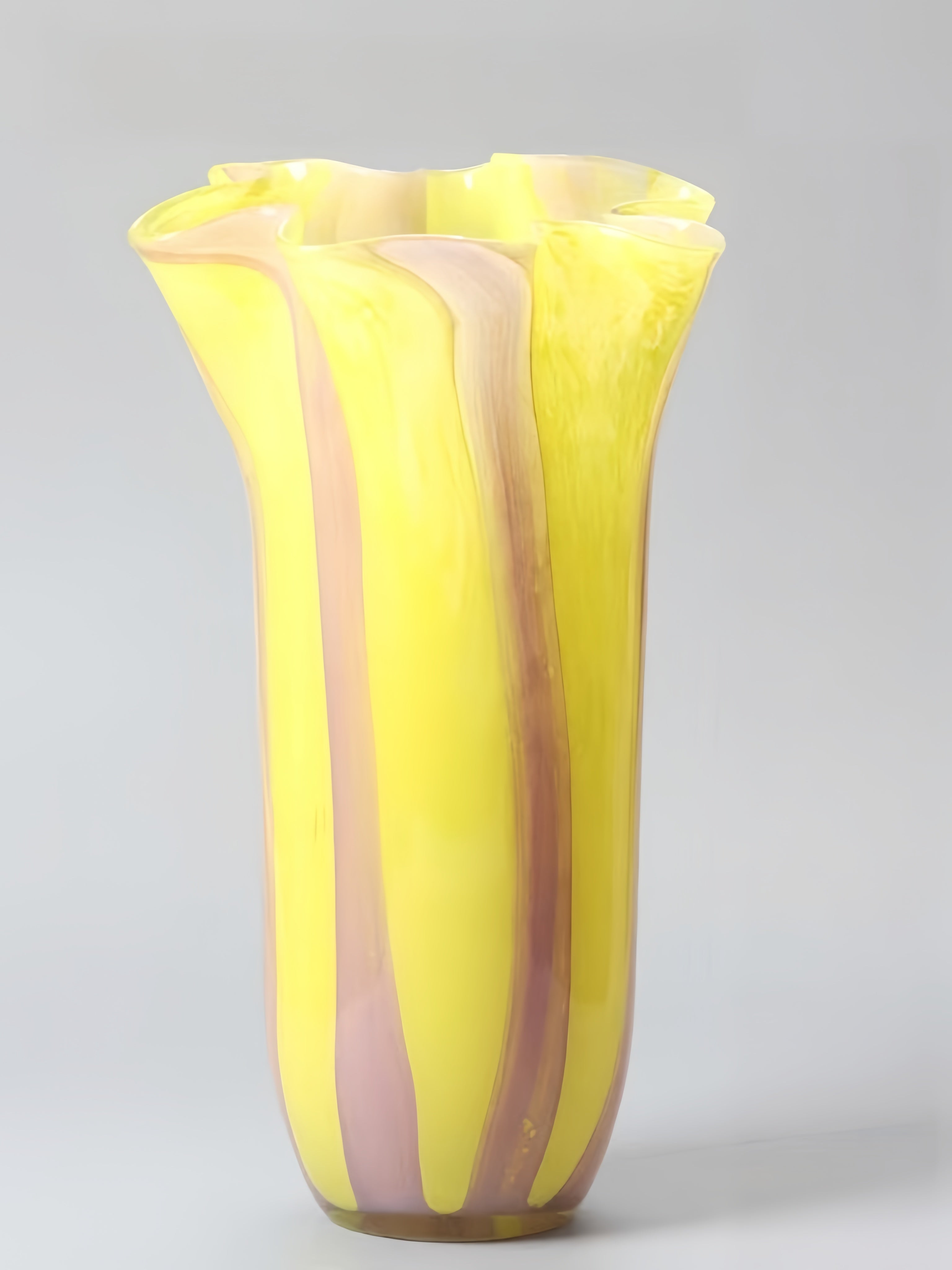 Waves of Color Hand-Blown Glass Vase, Eclectic Sculptural Centerpiece for Modern Table Setting