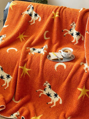 Moonlit Gallop Throw Blanket, Retro Soft & Fluffy Sofa Throw for Cozy Living Room Decor