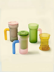 Color Play Lidded Glass Tea Infuser Mug – Cute Dopamine Loose Leaf Tea Cup for the Office, Dishwasher Safe
