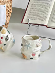 Seaside Treasures Ceramic Mug, Whimsical Coffee Tea Cup at Home or Work