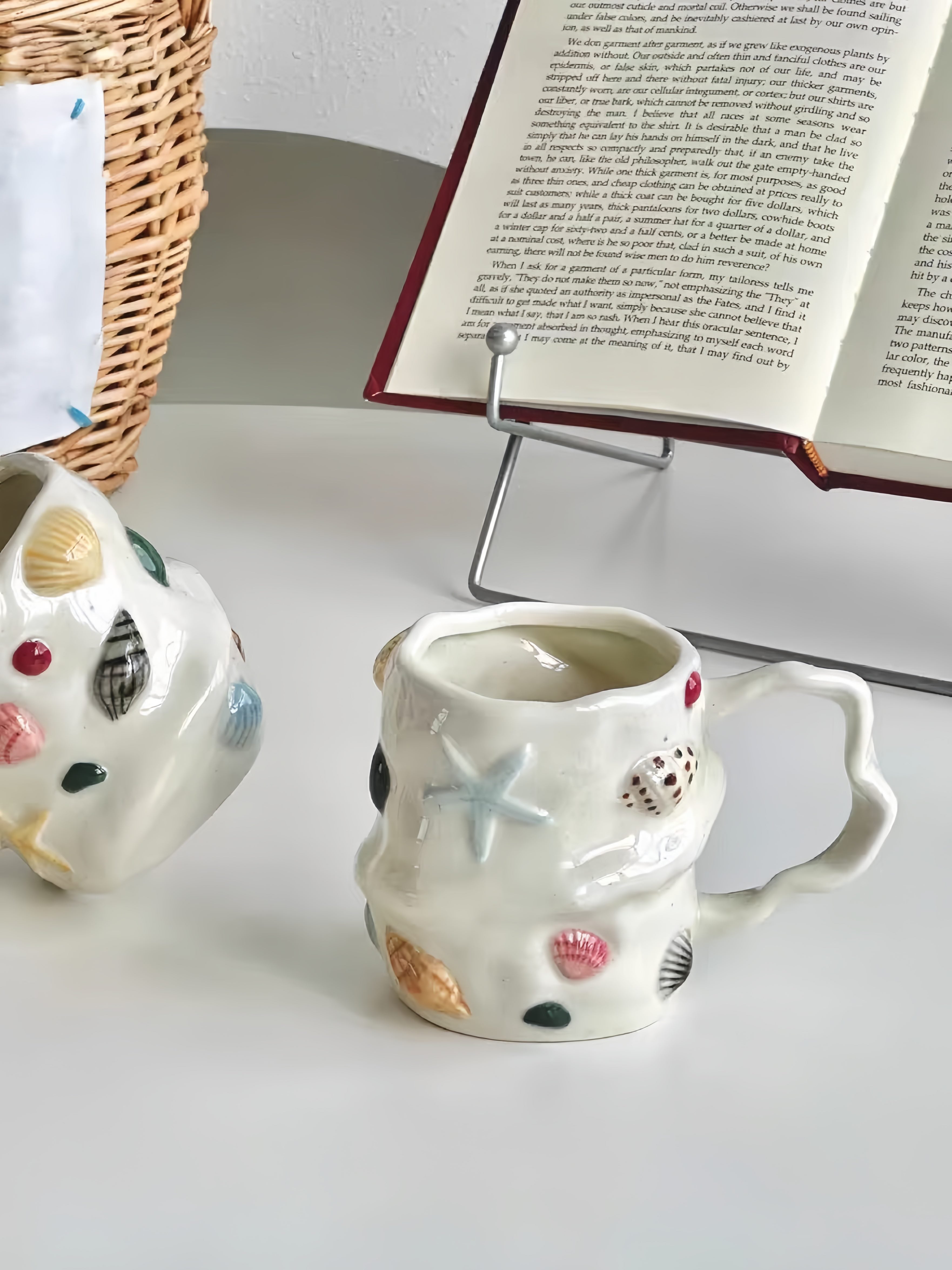 Seaside Treasures Ceramic Mug, Whimsical Coffee Tea Cup at Home or Work