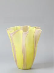 Waves of Color Hand-Blown Glass Vase, Eclectic Sculptural Centerpiece for Modern Table Setting