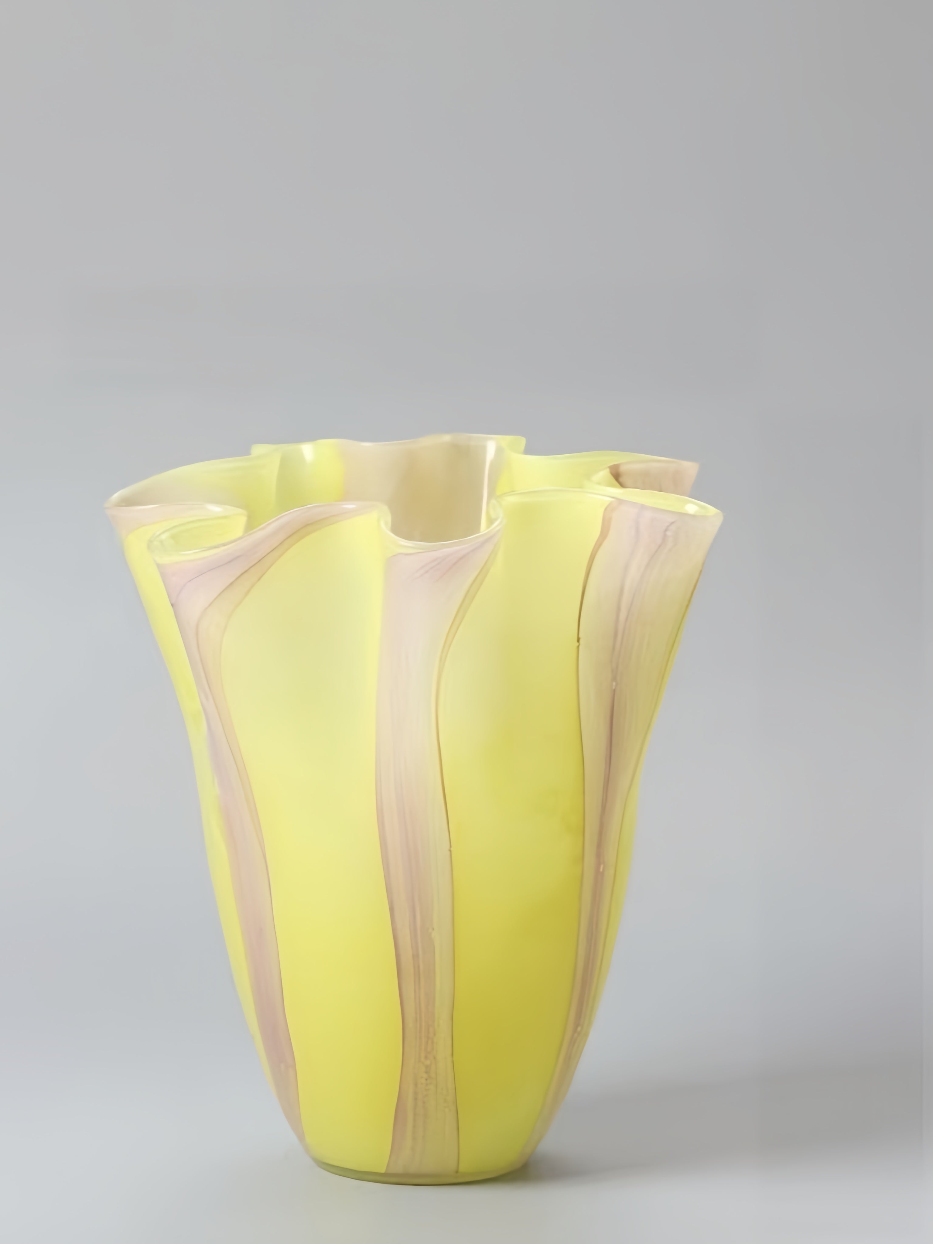 Waves of Color Hand-Blown Glass Vase, Eclectic Sculptural Centerpiece for Modern Table Setting