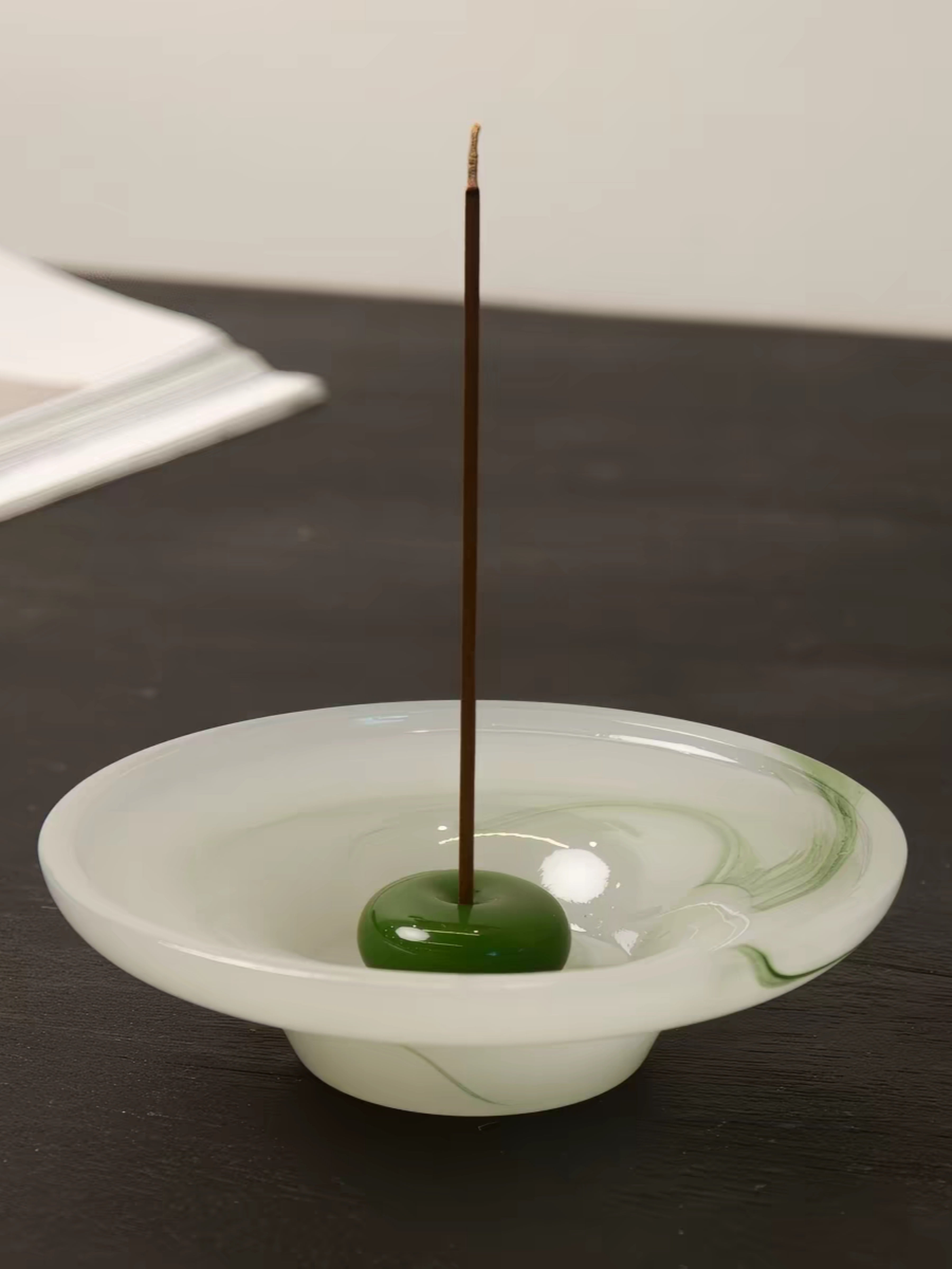 Still Pond Incense Stick Holder Burner with Ash Catcher, Zen Accent Decor for Hygge Living
