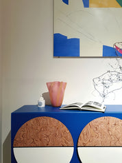 Waves of Color Hand-Blown Glass Vase, Eclectic Sculptural Centerpiece for Modern Table Setting