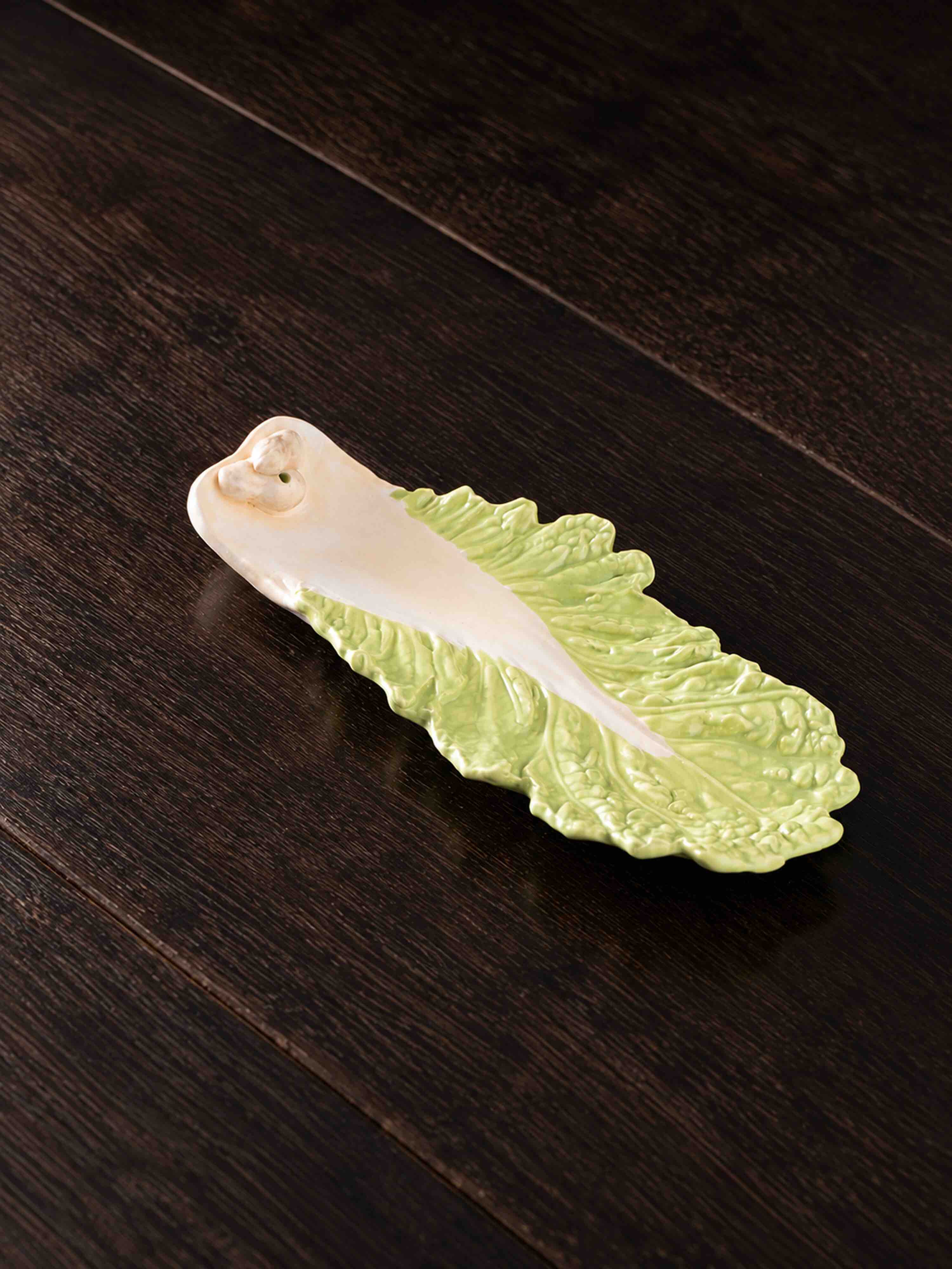Ceramic Cabbage Incense Stick Holder with Ash Catcher, Whimsical Decor for Living Room Shelves