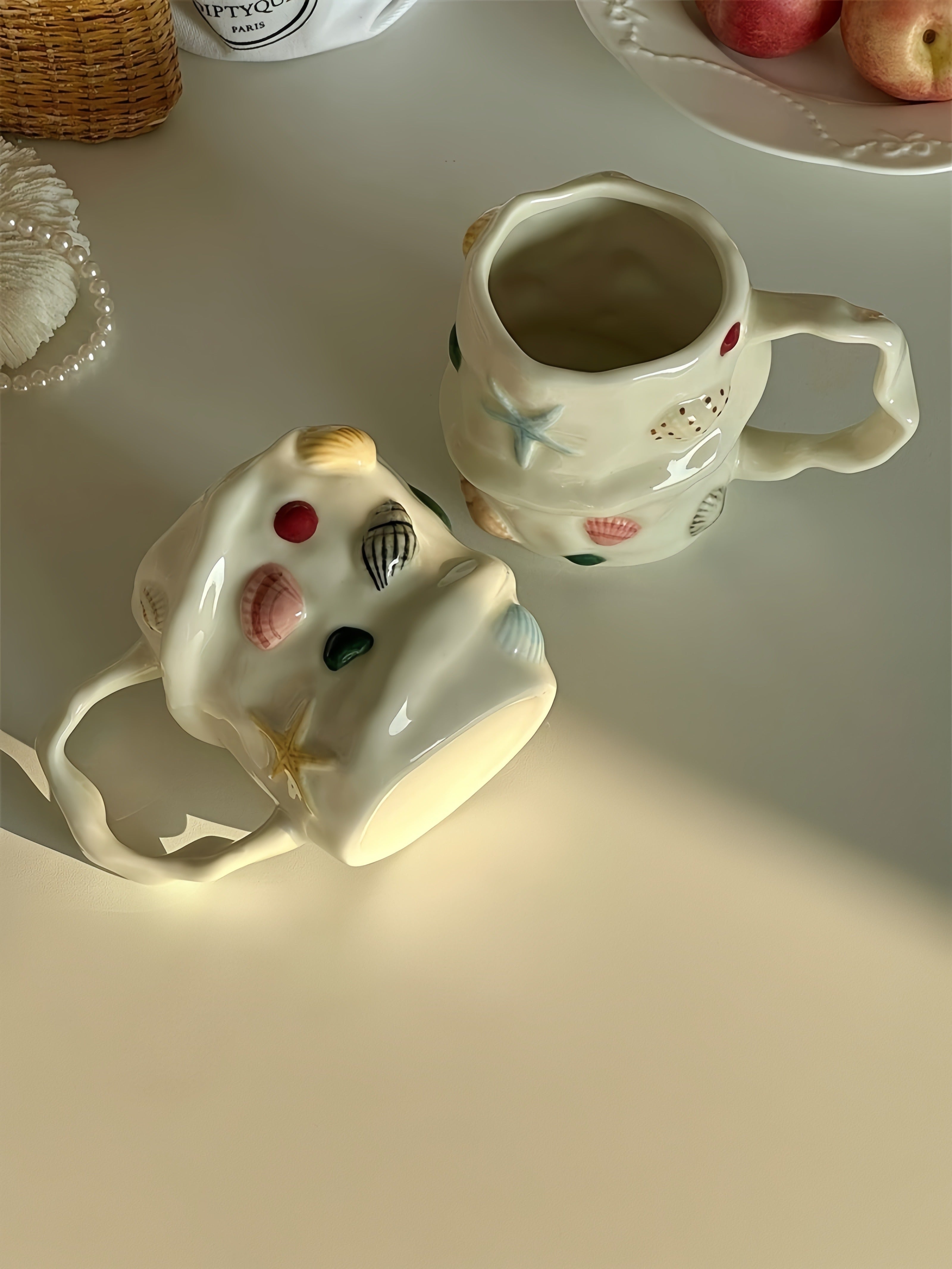 Seaside Treasures Ceramic Mug, Whimsical Coffee Tea Cup at Home or Work