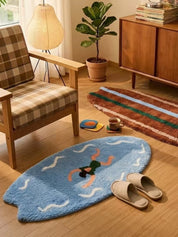 Ocean Adventure Floor Rug ,Machine-washable Soft Playful Coastal Style Accent Decorative Rug