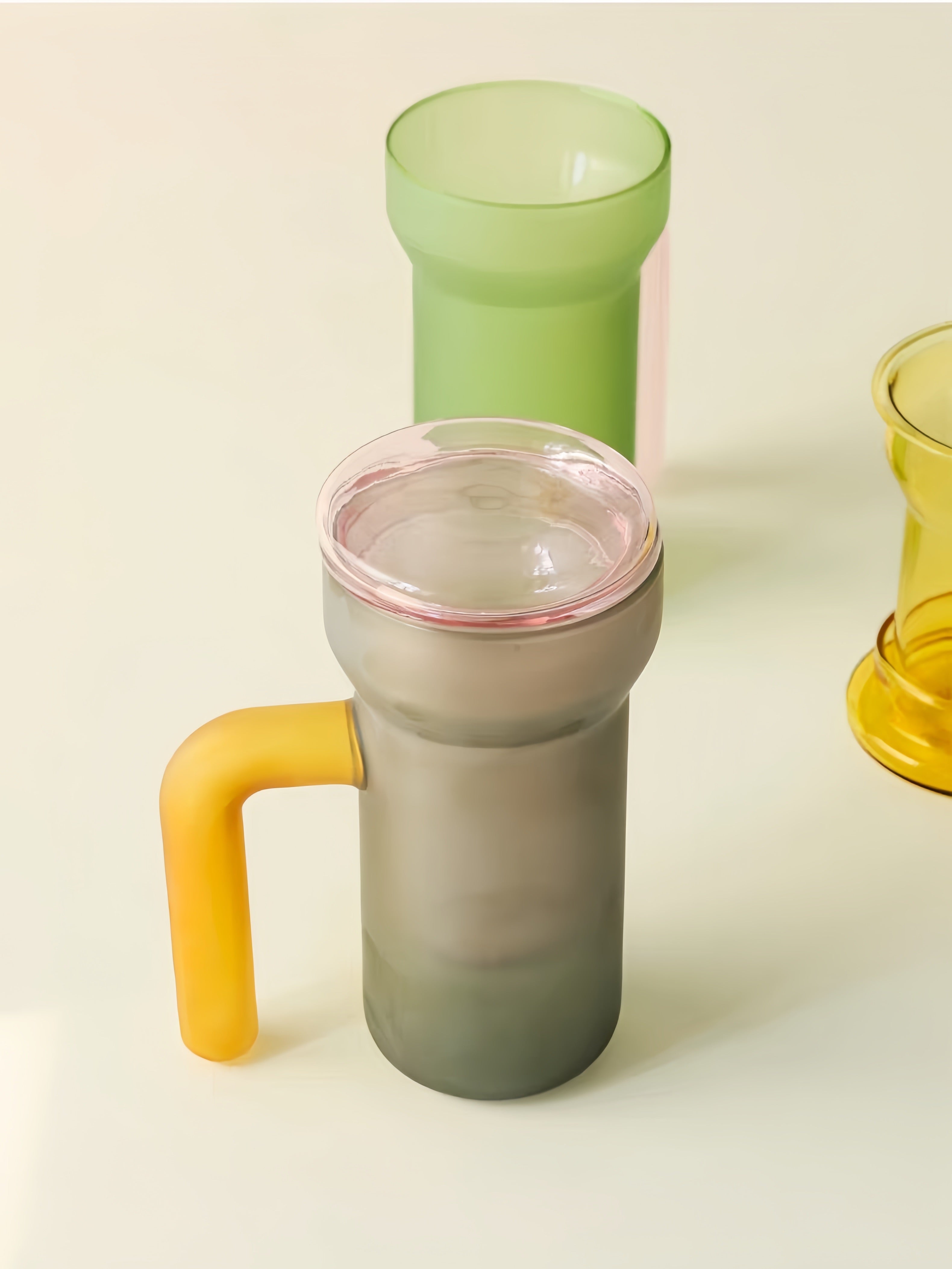 Color Play Lidded Glass Tea Infuser Mug – Cute Dopamine Loose Leaf Tea Cup for the Office, Dishwasher Safe