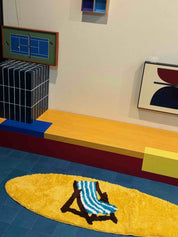 Beach Day Floor Rug, Machine-washable Soft Playful Coastal Style Accent Decorative Rug