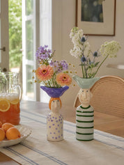 Couple Ceramic Flower Vase – Cute Whimsical Decor for Eclectic Shelf & Table