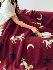 Moonlit Gallop Throw Blanket, Retro Soft & Fluffy Sofa Throw for Cozy Living Room Decor