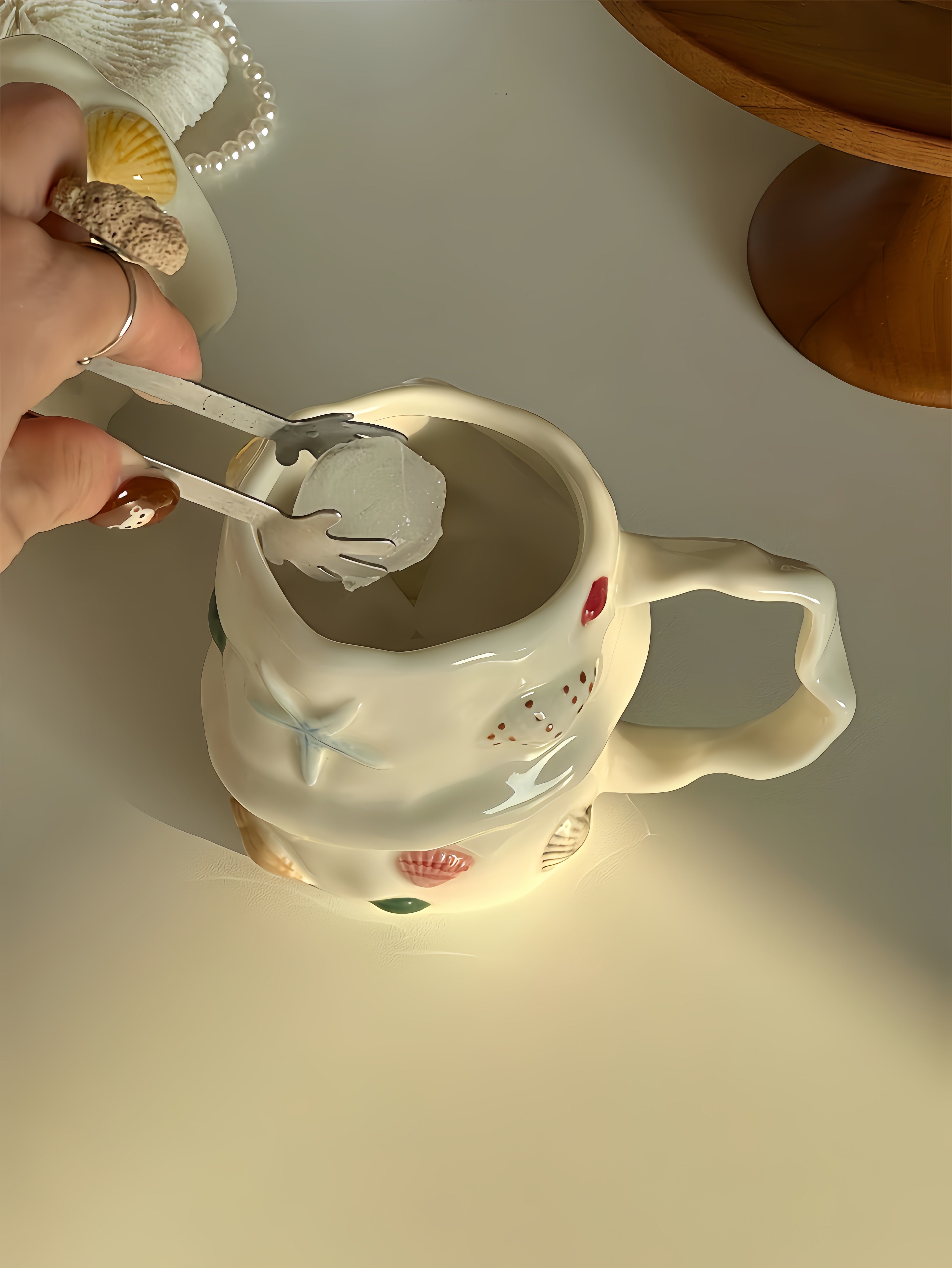 Seaside Treasures Ceramic Mug, Whimsical Coffee Tea Cup at Home or Work