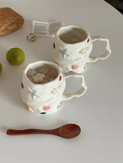 Seaside Treasures Ceramic Mug, Whimsical Coffee Tea Cup at Home or Work