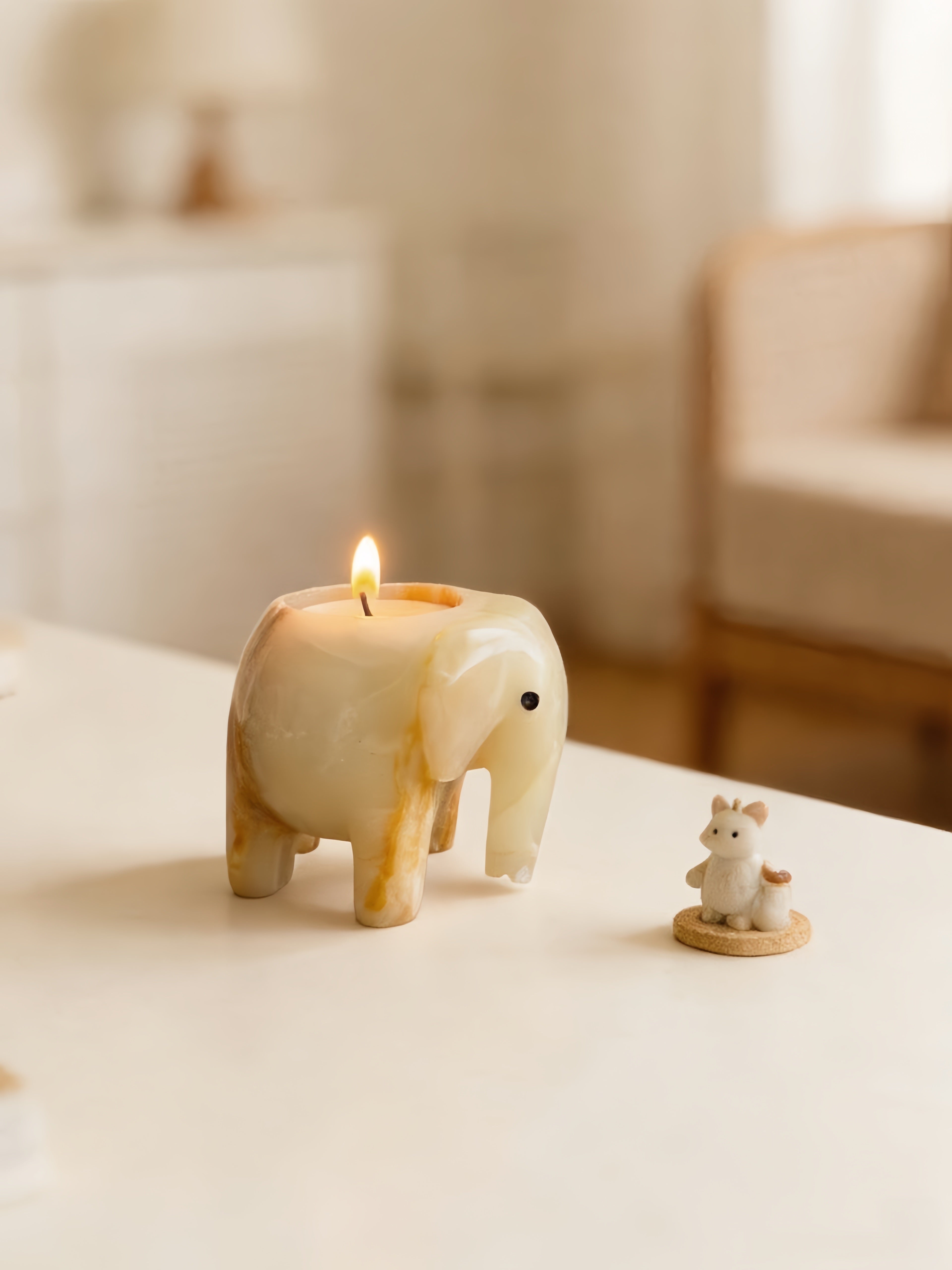 Gentle Giant 2-in-1 Incense Burner & Tealight Candle Holder – Cute Modern Stoneware Decor for Nordic & Hygge Homes