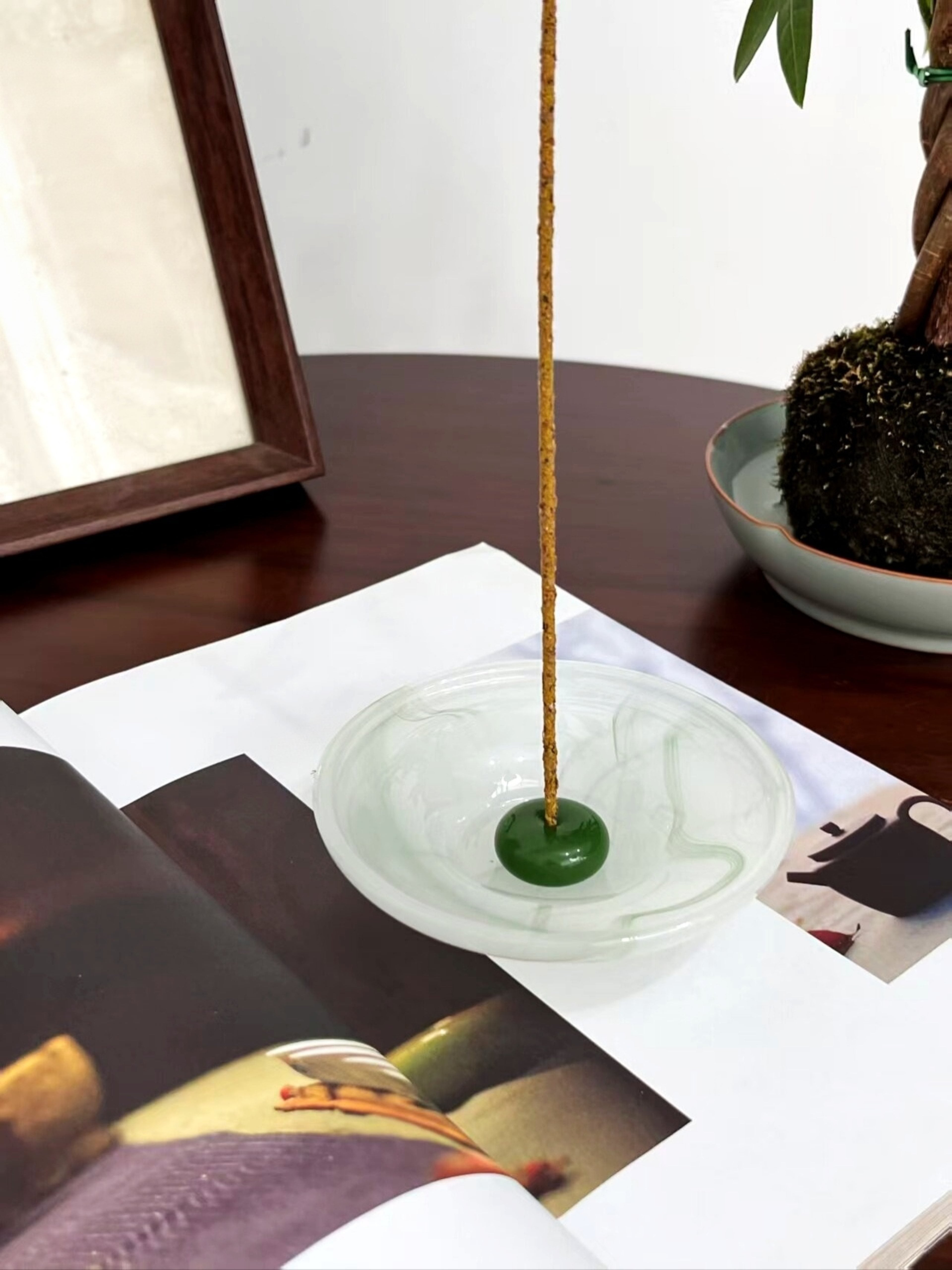 Still Pond Incense Stick Holder Burner with Ash Catcher, Zen Accent Decor for Hygge Living