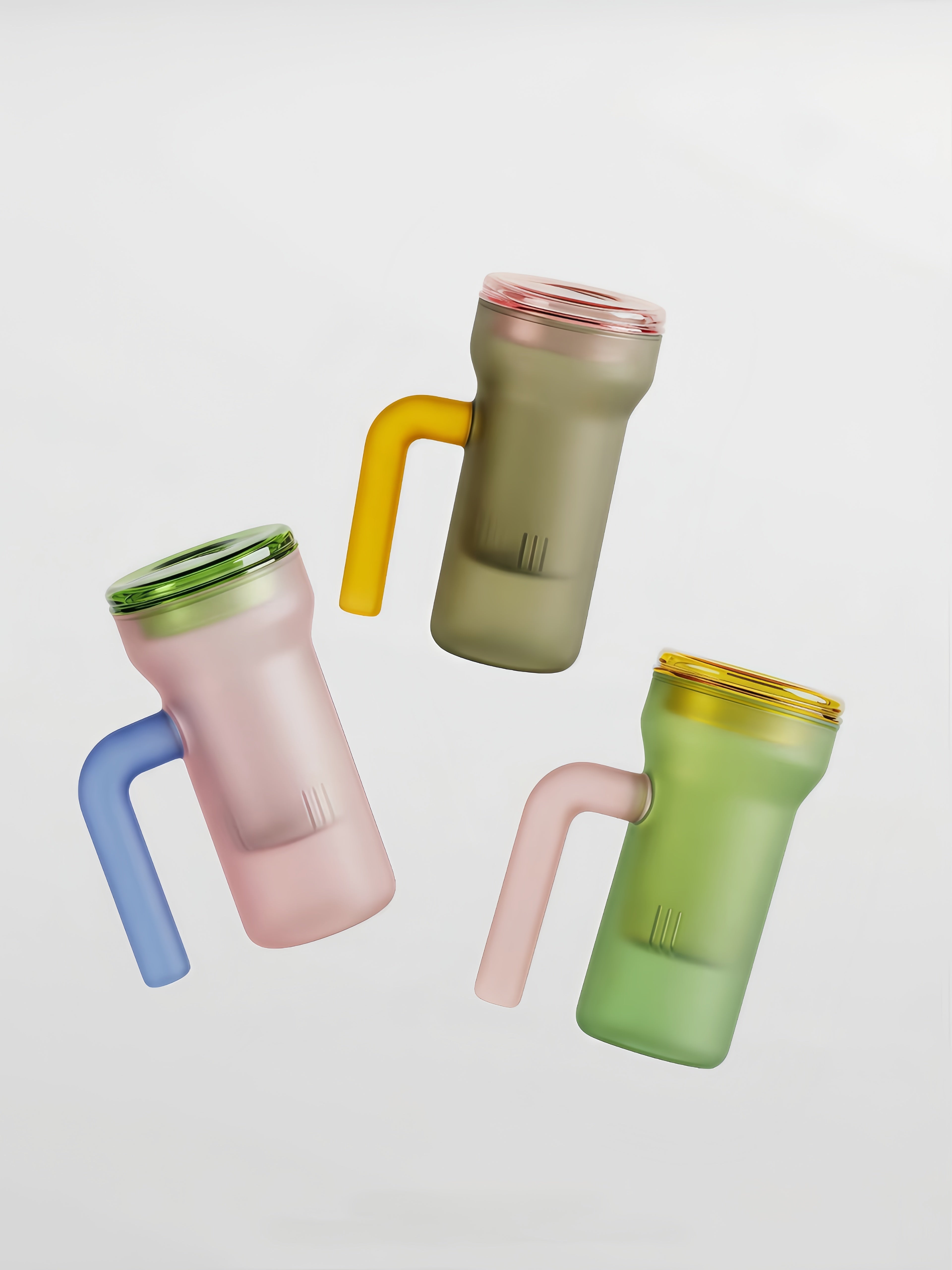 Color Play Lidded Glass Tea Infuser Mug – Cute Dopamine Loose Leaf Tea Cup for the Office, Dishwasher Safe