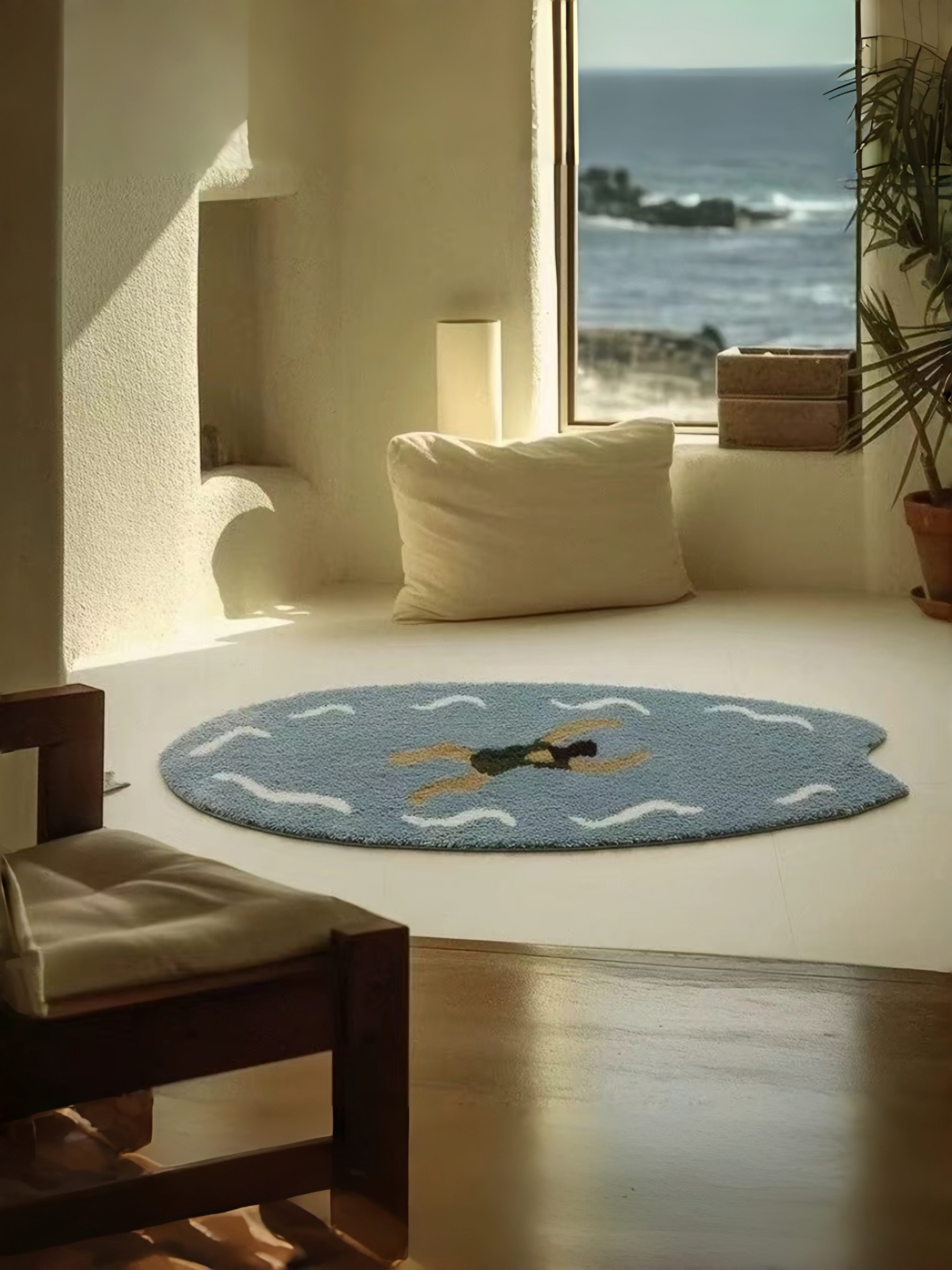 Ocean Adventure Floor Rug ,Machine-washable Soft Playful Coastal Style Accent Decorative Rug