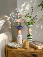 Couple Ceramic Flower Vase – Cute Whimsical Decor for Eclectic Shelf & Table