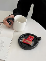 Handmade !? Ceramic Coffee Mug with Saucer - Unique Cute Funny Novelty Mugs