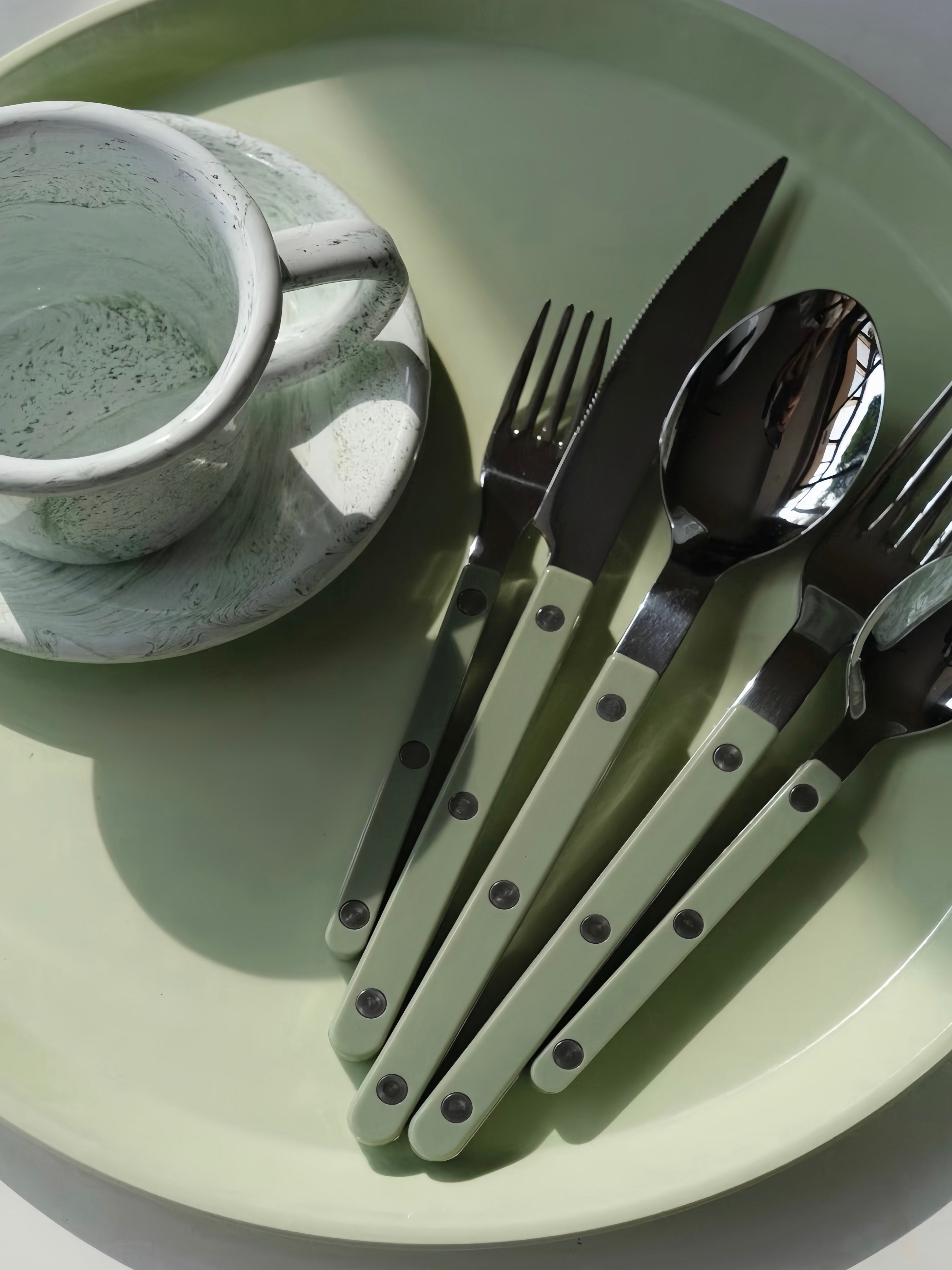 Elegant Modern Nordic Flatware Set Of 10 - Bistrot Rivet Cutlery Silverware