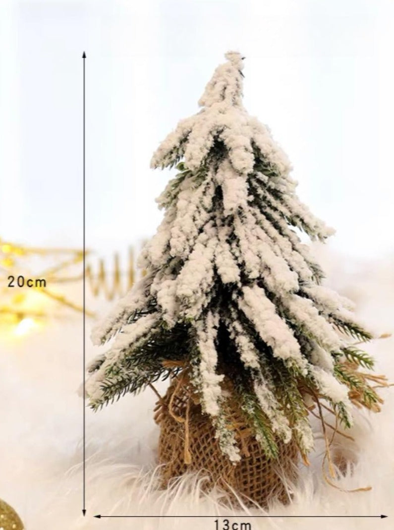 Mini Tabletop Christmas Snowy Pine Cedar Tree Decor for Table Setting Tablescape
