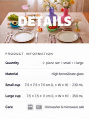 Artful Faces Glass Mug Set of 2, Playful Abstract Coffee, Espresso, Tea Cups with Handles - Artful Faces Glass Mug Set of 2 - INSPECIAL HOME