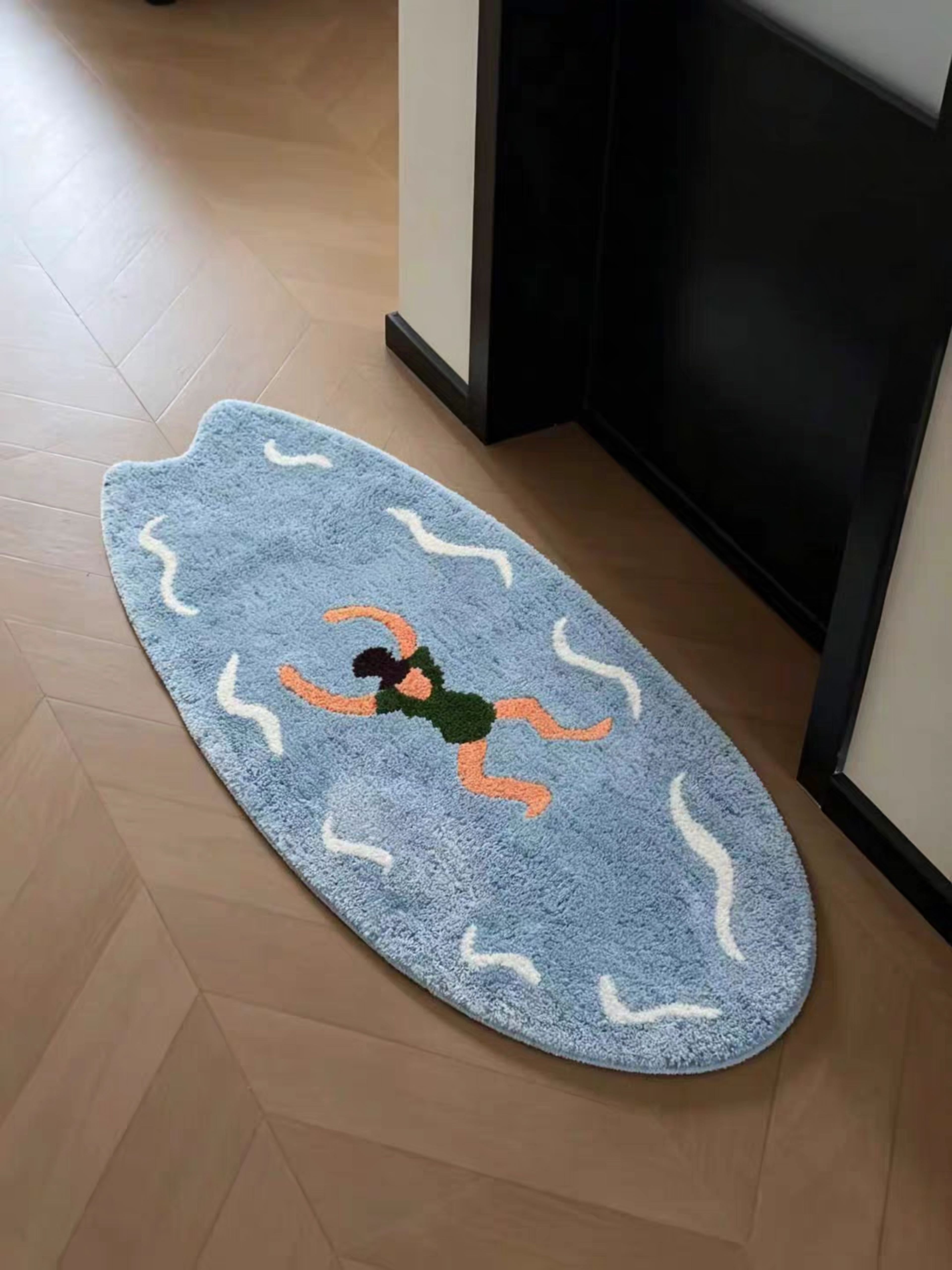 Ocean Adventure Floor Rug ,Machine-washable Soft Playful Coastal Style Accent Decorative Rug