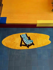 Beach Day Floor Rug, Machine-washable Soft Playful Coastal Style Accent Decorative Rug