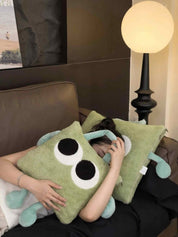 Big Eyes 2 - in - 1 Convertible Throw Pillow Blanket, Cute Whimsical Soft Cushion - Big Eyes 2-in-1 Convertible Blanket-Green-Medium - INSPECIAL HOME