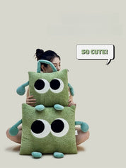 Big Eyes 2 - in - 1 Convertible Throw Pillow Blanket, Cute Whimsical Soft Cushion - Big Eyes 2-in-1 Convertible Blanket-Green-Medium - INSPECIAL HOME